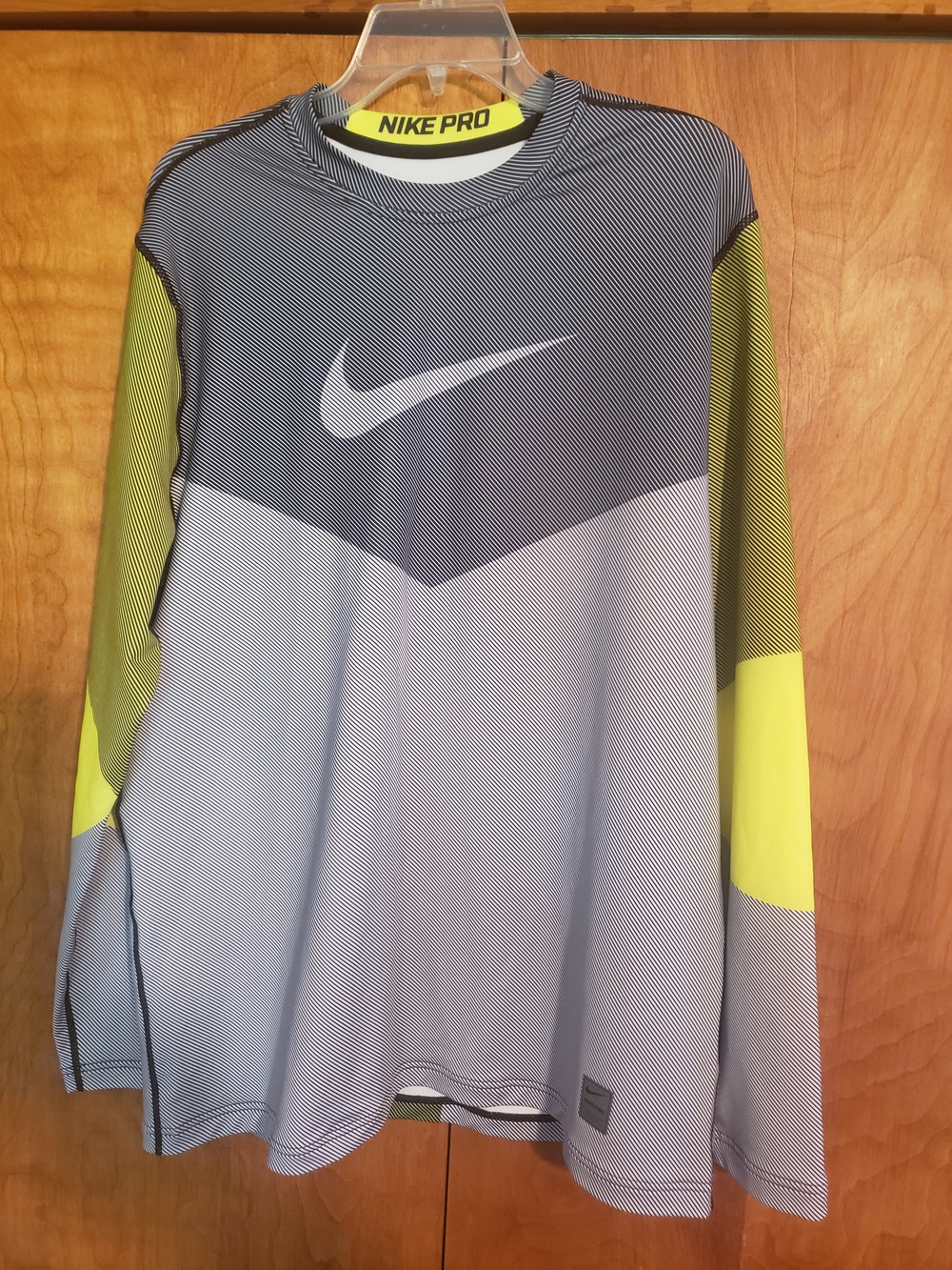 Nike Men's Long Sleeve Training Top — Gray with Neon Yellow Accents
